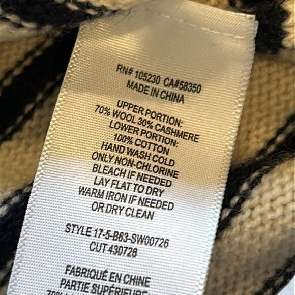 Joie blue and cream, striped cashmere wool sweater with eyelet layer size small - Picture 6 of 8